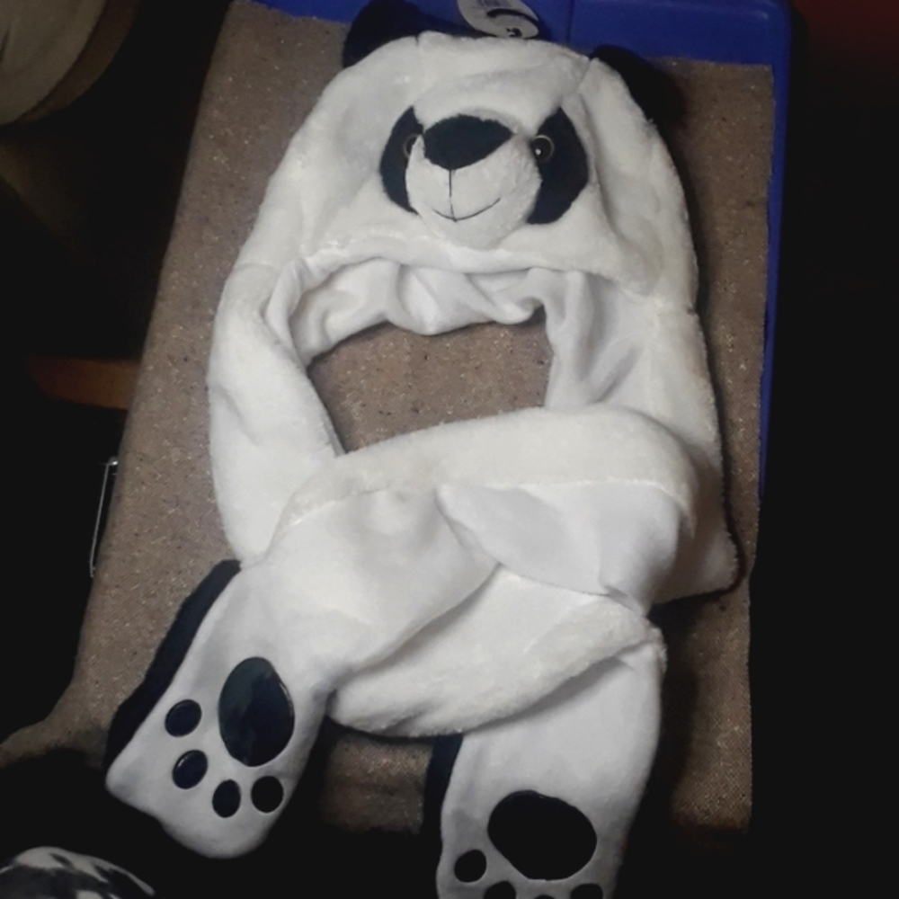 Panda hat with mittens